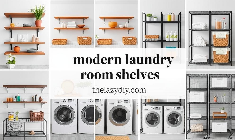 modern laundry room shelves